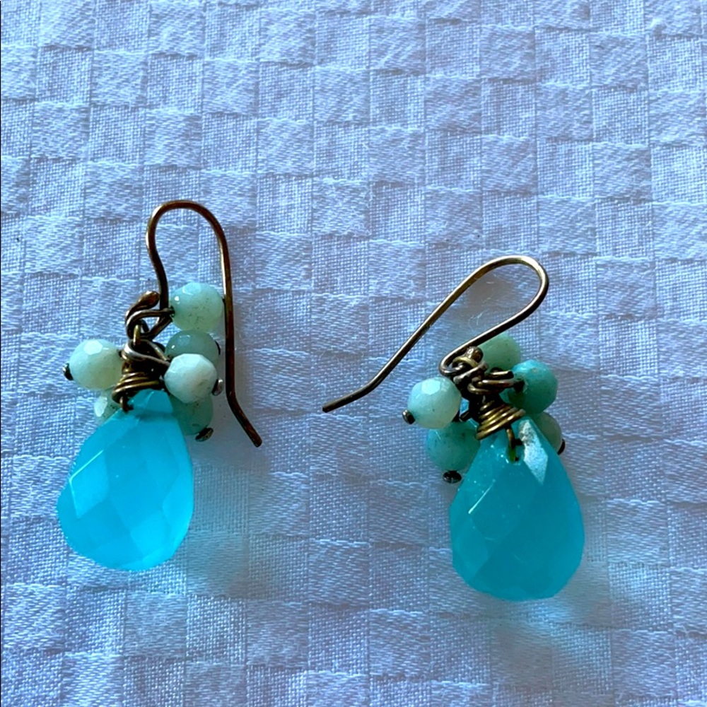 Teal bead earrings